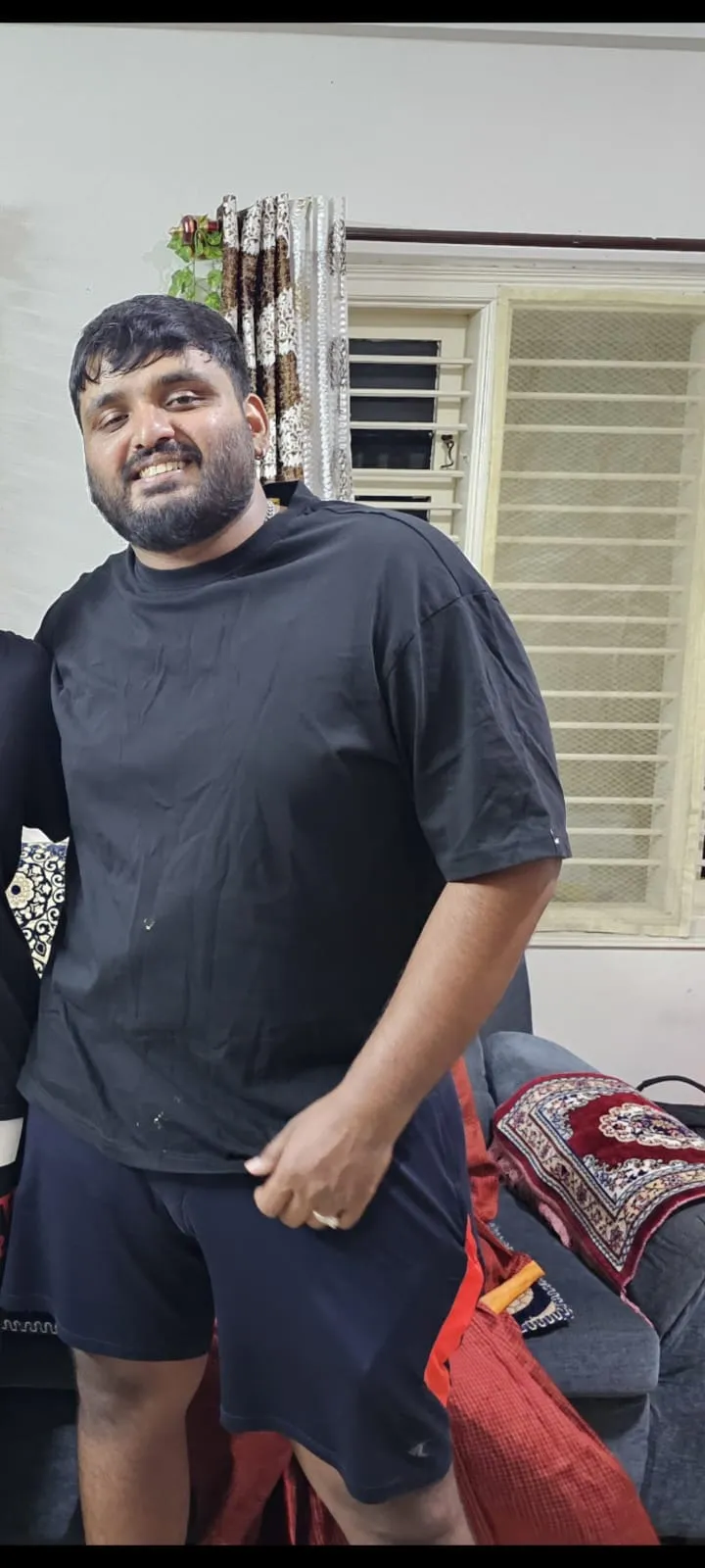 Preetham G. before weight loss transformation at Power Fitness Club.
