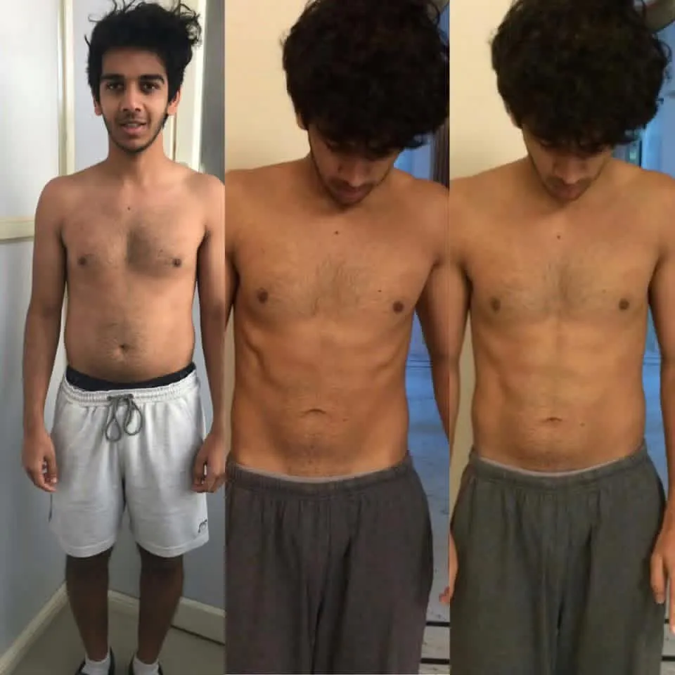 Amogh six-pack abs transformation image at Power Fitness Club.