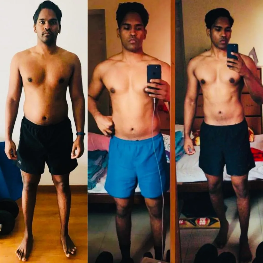 Before-and-after member transformation following structured fat-loss and strength training.